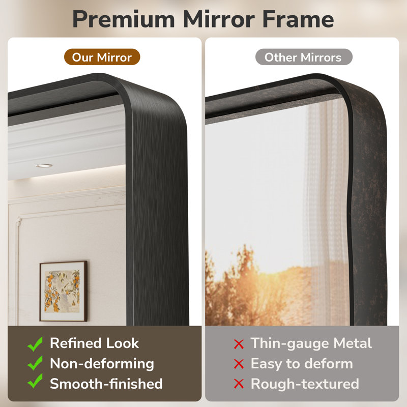 Miroir d'appoint Tyro, Noir mat, 36 po x 36 po, Square