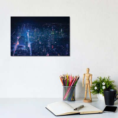 Nyc Neon Noir by Javier De La Torre - Wrapped Canvas Print