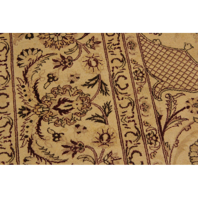 Tapis oriental en laine brun clair / ivoire 9 pi 1 po x 12 pi Aaru