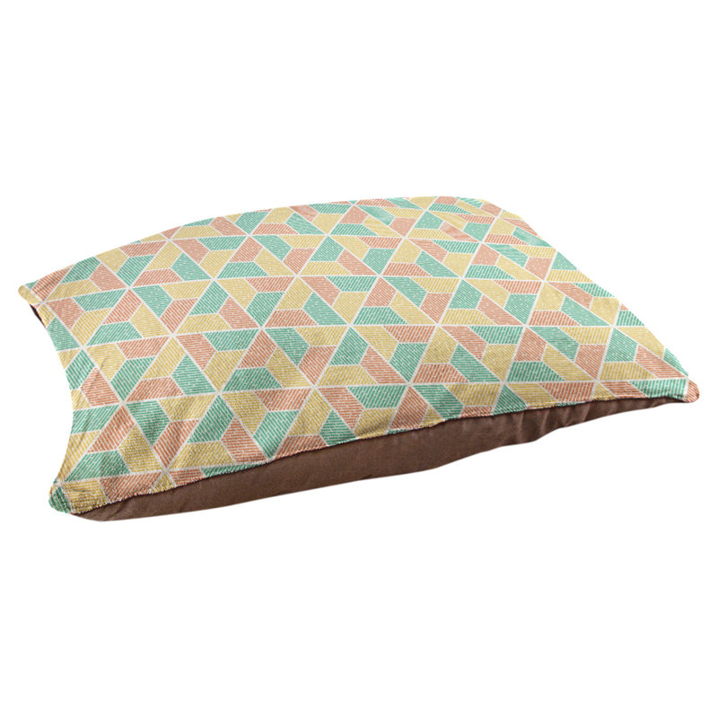 Coussin pour chien Byrge Trapezoids, Grand (l 40 po x P 30 po x H 32,5 po), Vert / orange / jaune