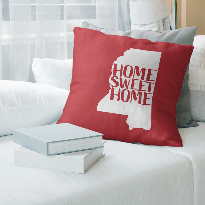 Coussin de minnesota, 20 po x 20 po, Mississippi, Rouge