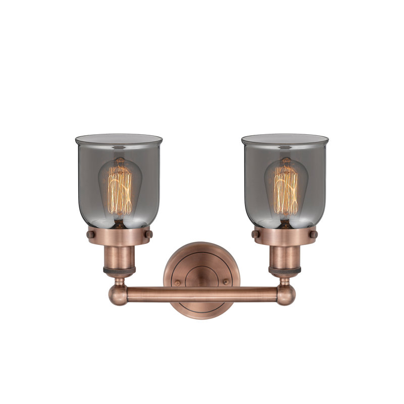 Éclairage pour meuble-lavabo à 2 lumières à intensité variable Corralitos, Plaqué couleur fumée, Cuivre antique