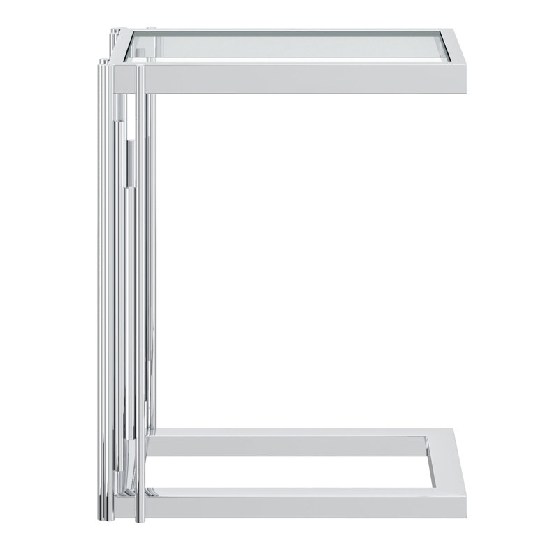 Petite table d'appoint Jeffrey en argent, Argent argent