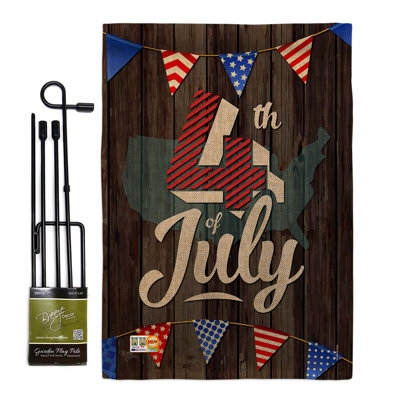 Double Sided 18.5'' H x 13'' W Polyester Independence Day Flag Set