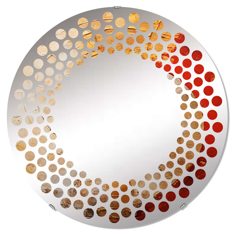 Circle Mirror, 24" H x 24" W, Red And Gray Volcano Landscape II