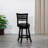 30" Bar Height Swivel Stool With Slat Back, Espresso Finish, Charcoal Fabric | Gift Idea