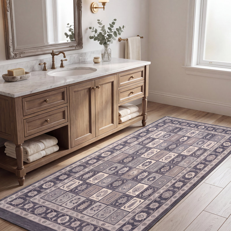 Tapis Cypress2 traditionnel persan audacieux, gris ivoire et beige, lavable en machine, antidérapant, à poils courts, pour intérieur et extérieur, adapté aux animaux domestiques, idéal pour le salon, la chambre, la salle à manger, l'entrée, le corridor ou le bureau.
