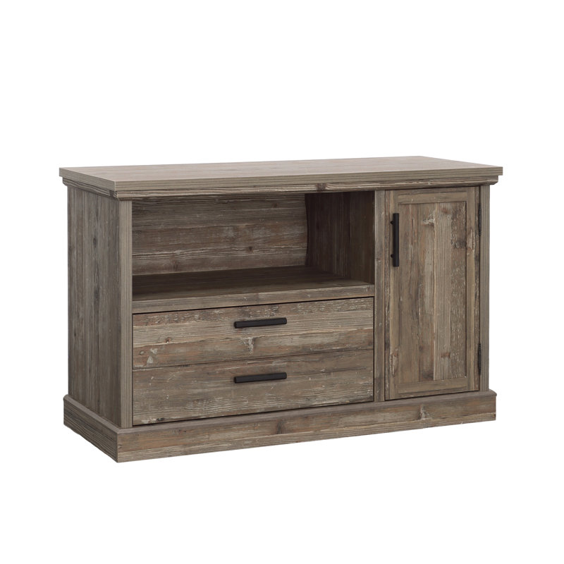 File Credenza With Adjustable Shelf, Brown Finish
