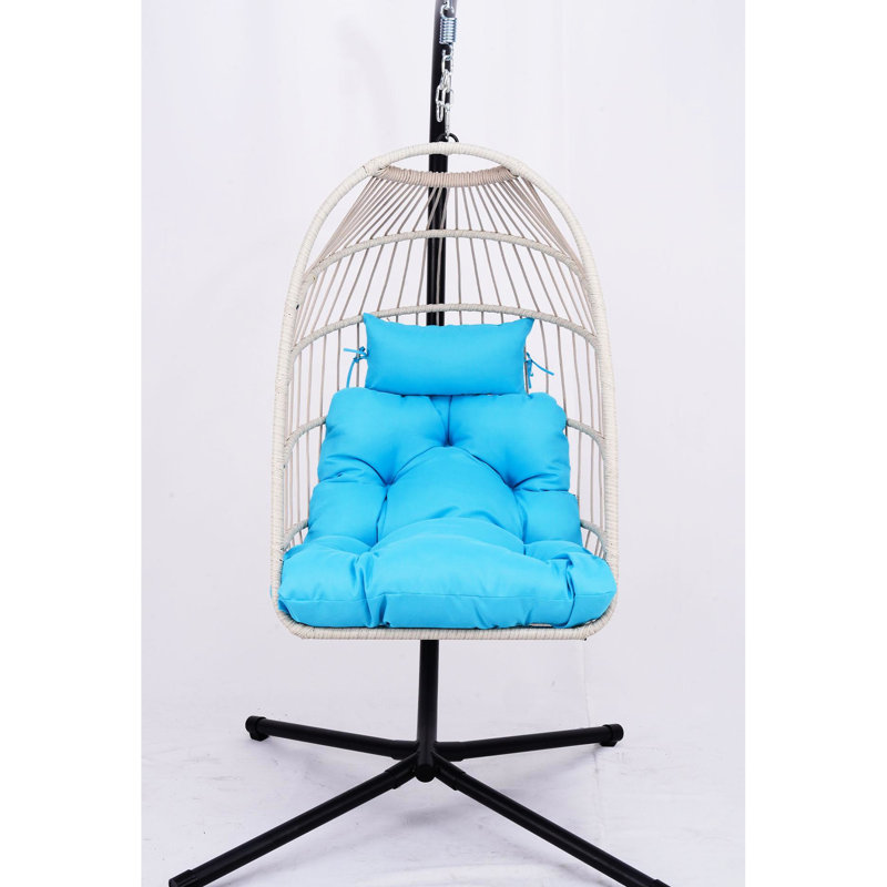 Chaise d'extérieur à suspendre pour œufs avec support - bleu, conception pliante compacte, polyvalente pour une structure intérieure et stable