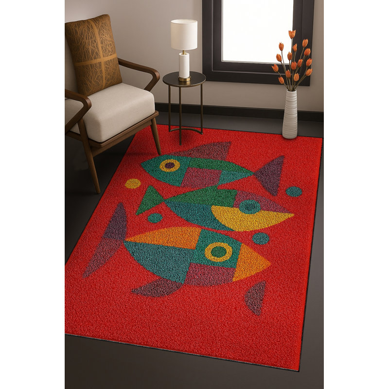 Tapis tissé à motif nautique Mosso, 4'11" x 7'7"