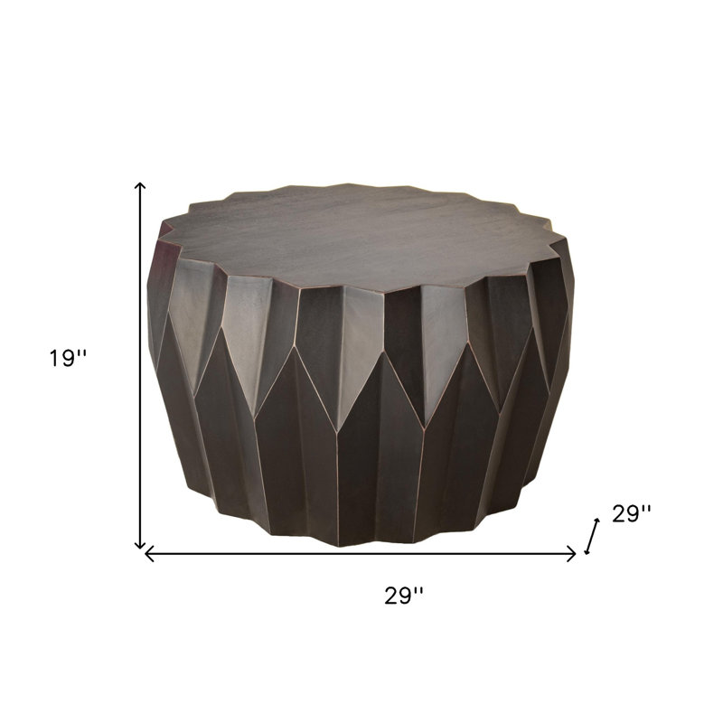Table basse ronde en bois massif noir