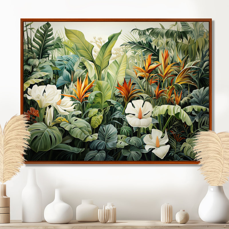 Décoration murale blanche botanique contemporaine Jungle Wonders - Plantes, H 30 po x l 40 po x P 1,5 po