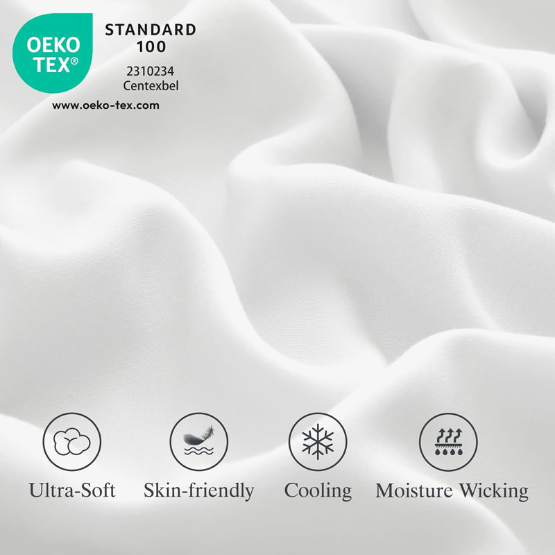 TENCEL Hand Woven Sheet Set, Twin Sheet Set with 1 Pillowcases, White