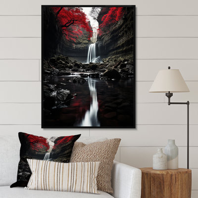 «Grey and Red Waterfall Of Eternity II», art mural sur toile