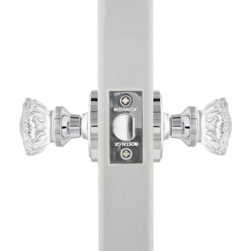Rosette classique avec poignée de porte en cristal, Chrome brillant, 2.75"