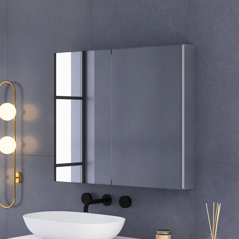Surface Mount Frameless Medicine Cabinet with Adjustable Shelves