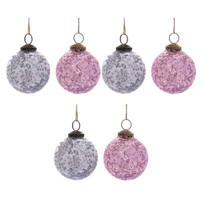 Distressed Glass Ball Ornament (Set of 6)