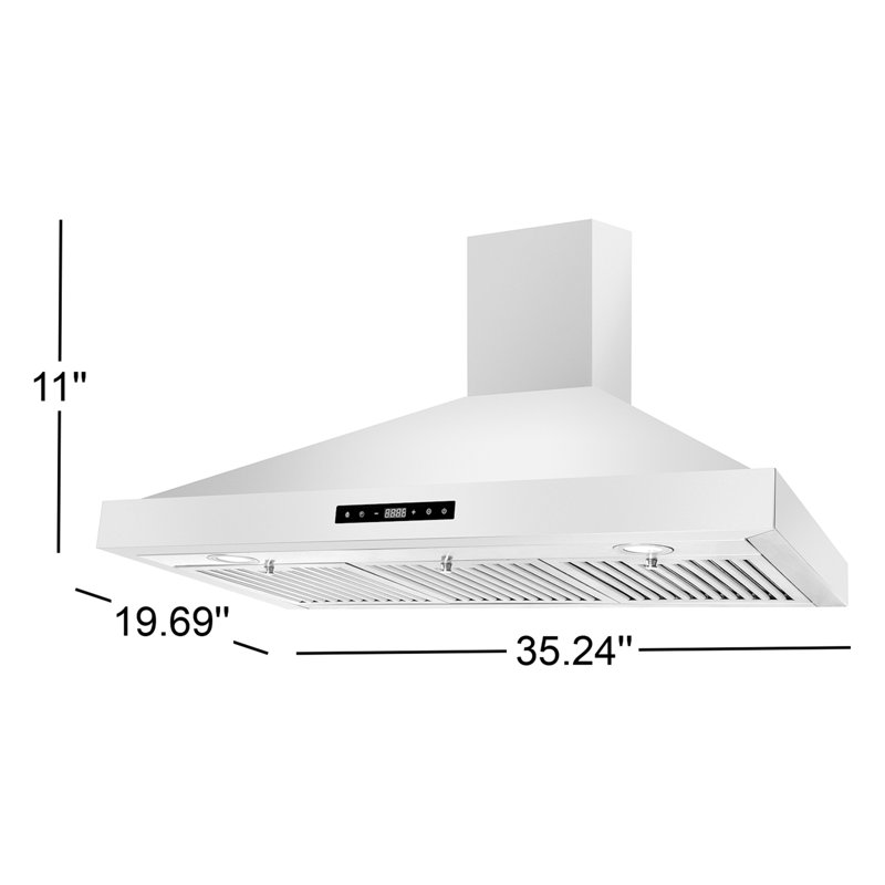 Hotte de cuisine murale 35,24 "500 CFM convertible en acier inoxydable avec veilleuse