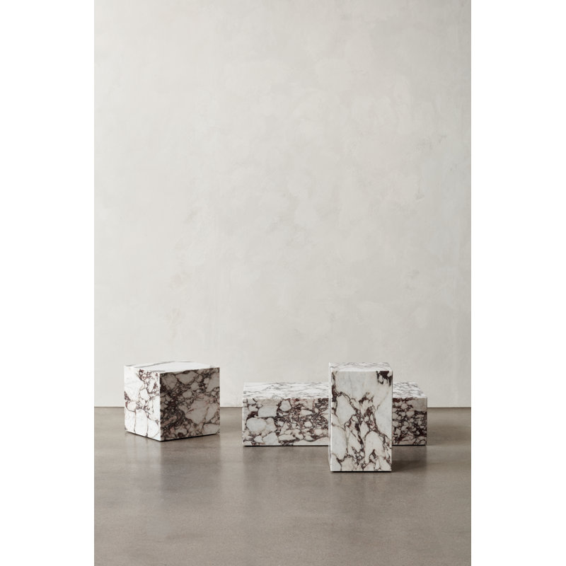 Plinth Marble End Table, Calacatta Viola, 20.1" H x 11.8" W x 11.8" D