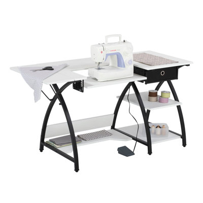 Shandra 144.15cm x 59.69cm Foldable Sewing Table with Sewing Machine Platform
