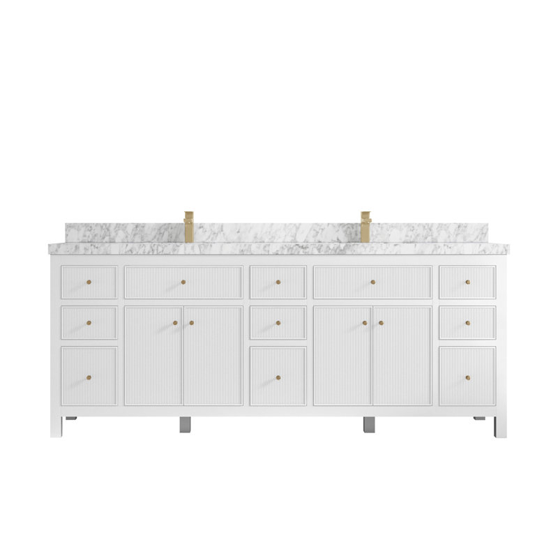 84'' Double Bathroom Vanity with Top, White, Empira