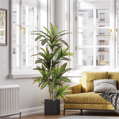 Tall Decorative Fake Tree In Pot (green Leaf Edge )
