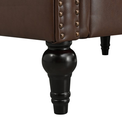 Sectional Sofa Couch for Living Room, L Shaped Reversible Modern Chesterfield Sofa with Rolled Arms and Nailhead, 5 Seat Tufted Couch for Small or Large SpacePU Leather