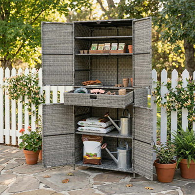 Armoire de rangement extérieure pour l'organisation de la piscine et du jardin