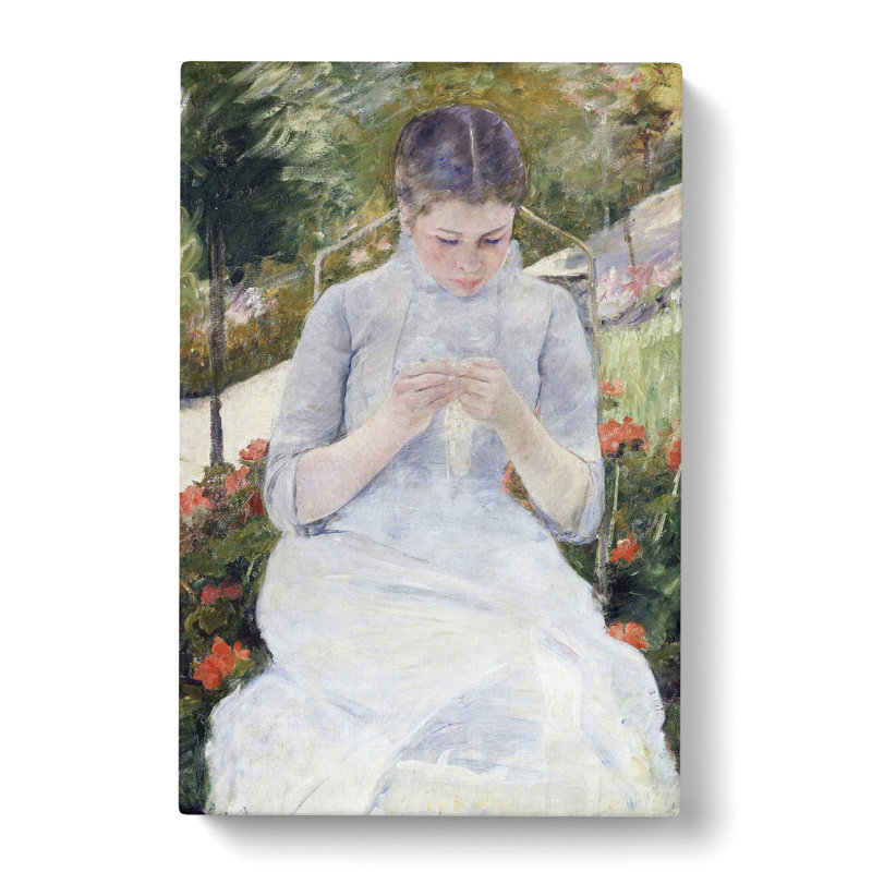 Girl In The Garden by Mary Cassatt - Wrapped Canvas Painting, 50cm H x 35cm W x 3cm D