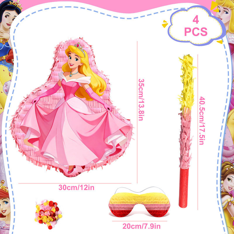 4 pièces princesse Aurora Pinata, ensemble princesse Aurora Pinatas