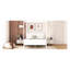 Grand lit à baldaquin blanc avec tête de lit et support à lattes, construction en pin massif, rails personnalisables, L 83,9 po x l 62,9 po, H 74,8 po, blanc, grand lit, structure, quatre colonnes, dimensions
