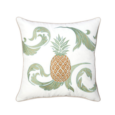 Pineapple Acanthus Indoor/Outdoor White Pillow