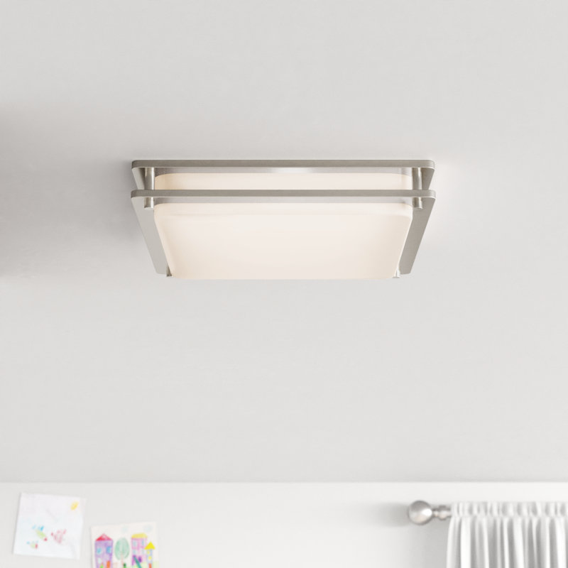 Barreda Acrylic LED Flush Mount, Satin Nickel, 3.5" H x 12" W x 12" D