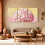 Hortensia rose et blanc, ensemble de 3 impressions sur toile-1023466863