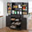 72" Fluted Kitchen Pantry Cabinet With 3 Keyboard Drawers & 6 Door Shelves Adjustable-2049096715