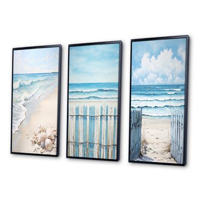 «Minimalisme sur la plage», 3 pièces sur toile