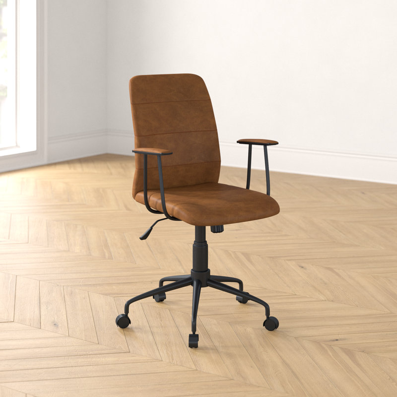 Zion 24'' W Swivel Task Chair with Wheels , Camel Faux Leather