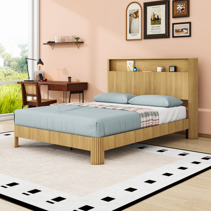Base de lit avec station de charge, Naturel, Grand