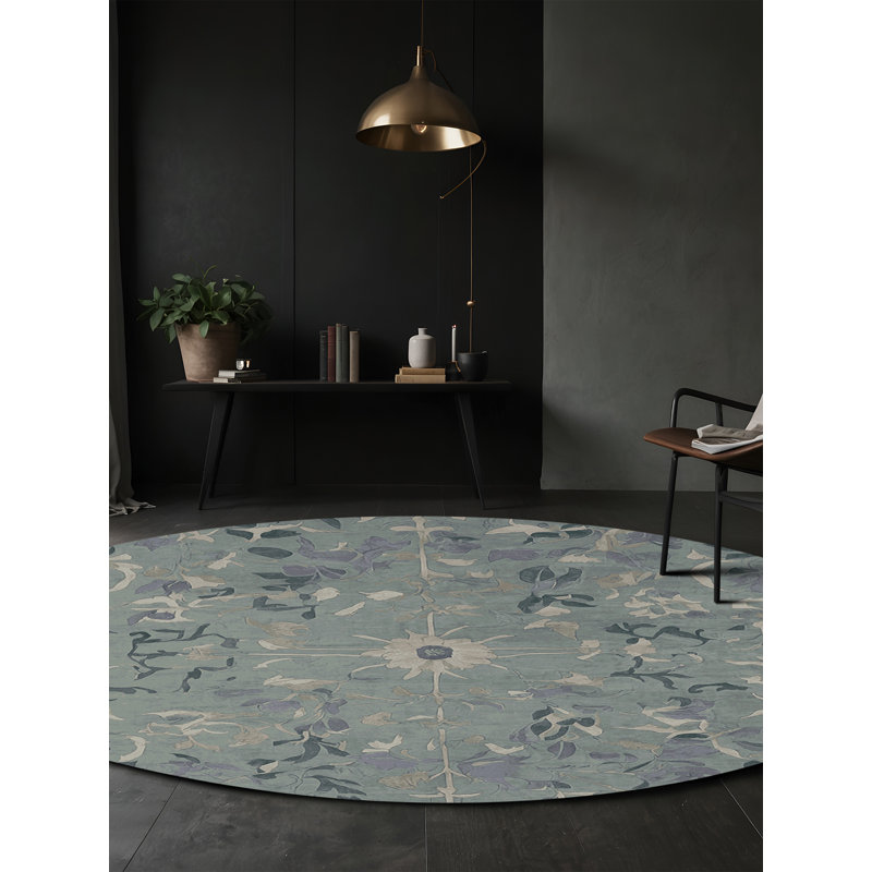 Machine Washable Gray Area Rug, Round 8'