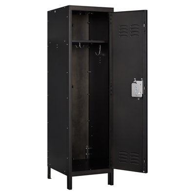15 Inch Wide Steel Storage Locker Cabinet with 1 Door and Hanging Hooks
