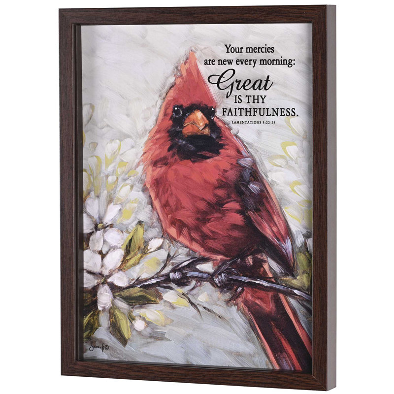Framed Wall Art Red Cardinal His Mercies