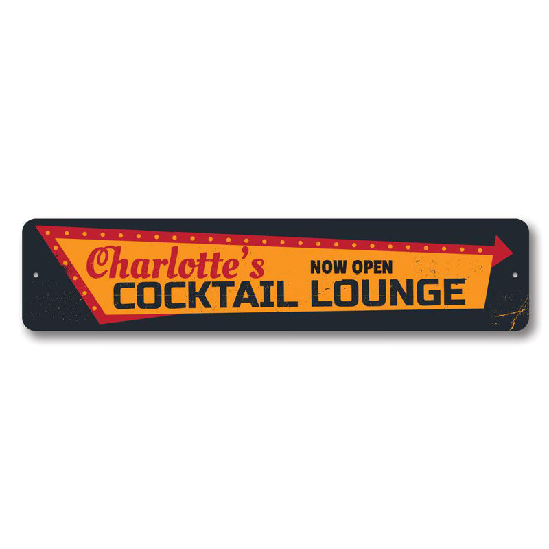 Plaque en aluminium Cocktail Lounge, H 4 po x l 18 po x P 0,04 po
