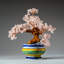 Genuine Rose Quartz Bonsai Tree in Round Ceramic Pot (8.5")