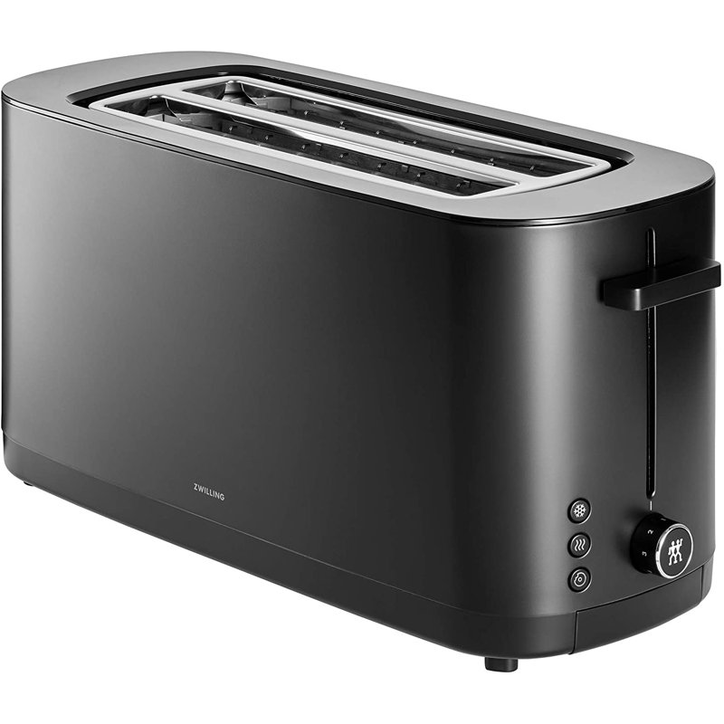 ZWILLING Enfinigy, 4-Slice Long Slot Toaster, Extra Wide 1.5" Slots for Bagels and Toast, Black