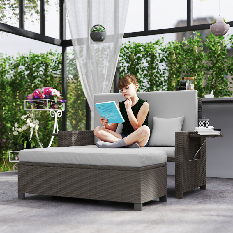 130cm Wide Outdoor Rectangle Patio Sectional Set with Cushions