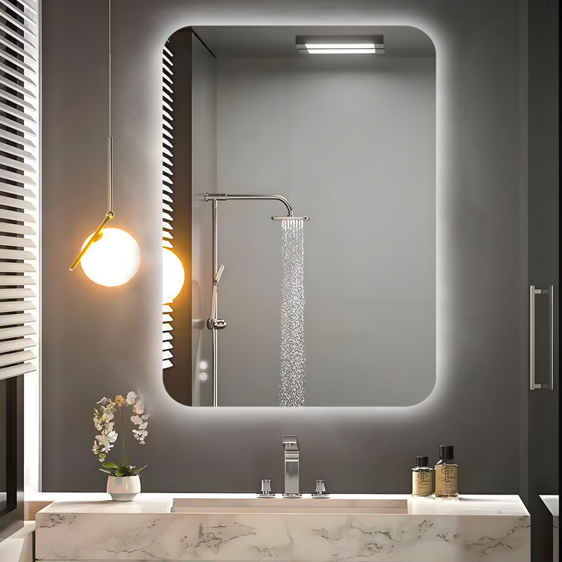 Miroir de salle de bain tricolore en verre trempé à luminosité réglable, désembuage, homologué UR et LTL, 36 po x 24 po      