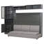 Lit escamotable double pleine grandeur avec canapé et tablettes USB
