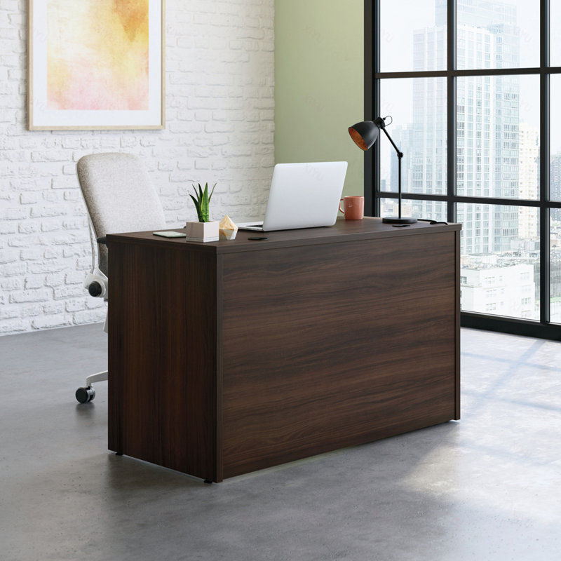Ensemble de bureau et classeur latéral, finition brune
