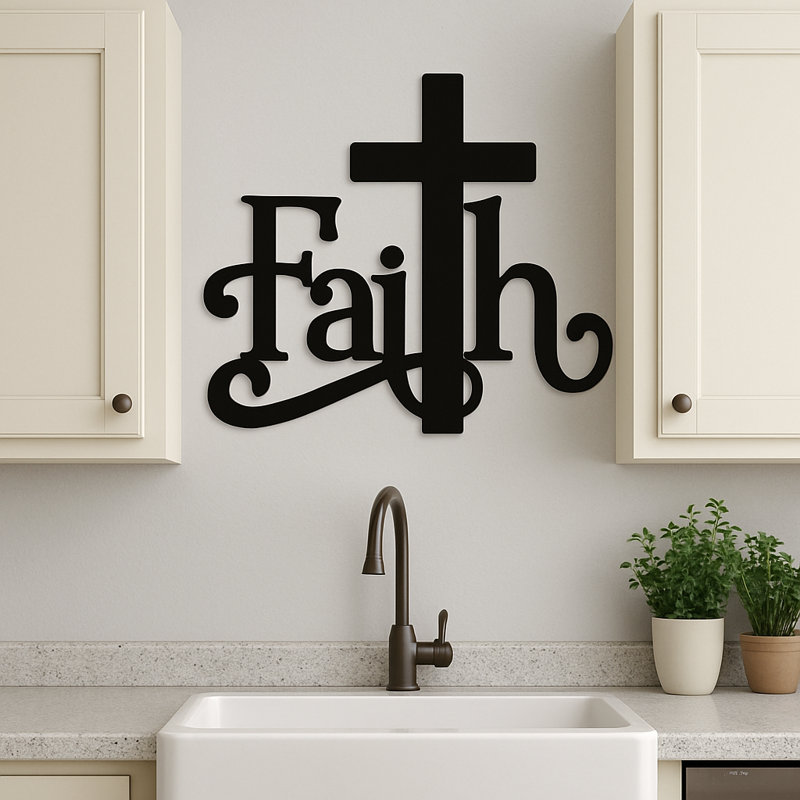 Décoration murale Aldershot Faith with Cross, Acier inoxydable poli