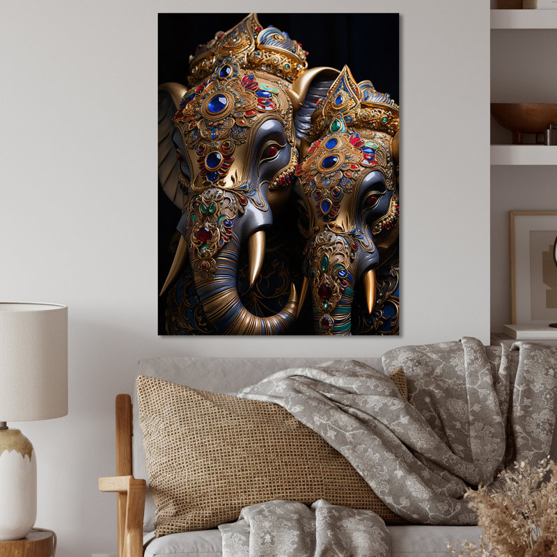 Art asiatique, éléphants thaïlandais III - Impression sur métal asiatique, H 20 po x l 12 po x P 1 po